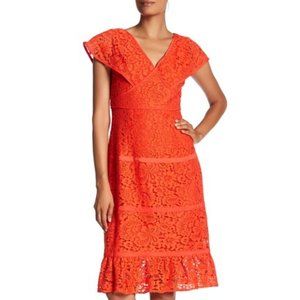 NWT Nanette Lepore lace flounce hem sheath dress